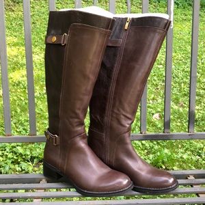 Franco Sarto Brown Leather Boots 7.5 wide calf
